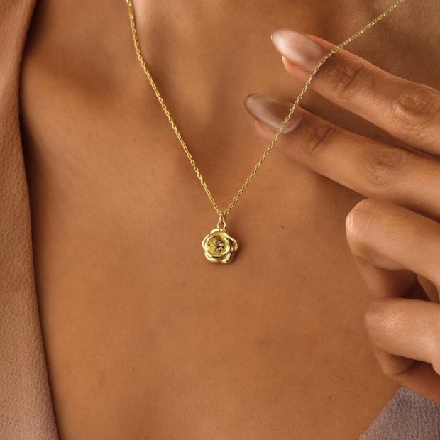 Birth Flower With Birth Stone Jewelry Necklace For Mother's Day