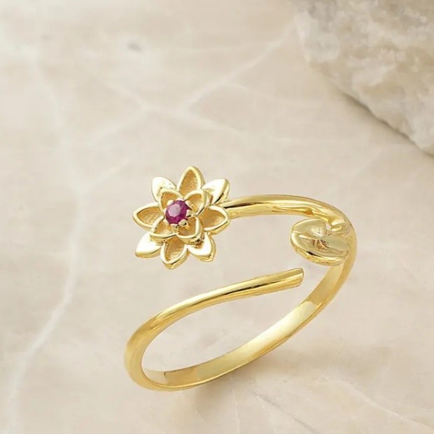 Personalized Rings With Birthstone And Birth Flower Unique Gift For Mother's Day