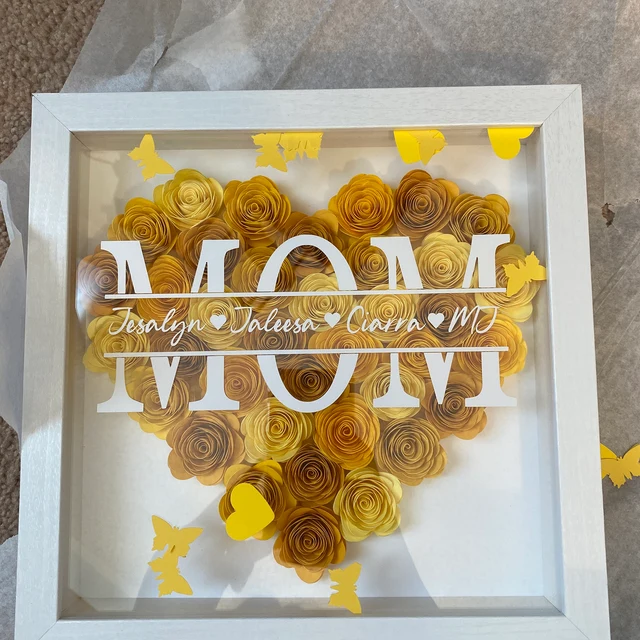 Personalized Mom Paper Flower Shadow Box