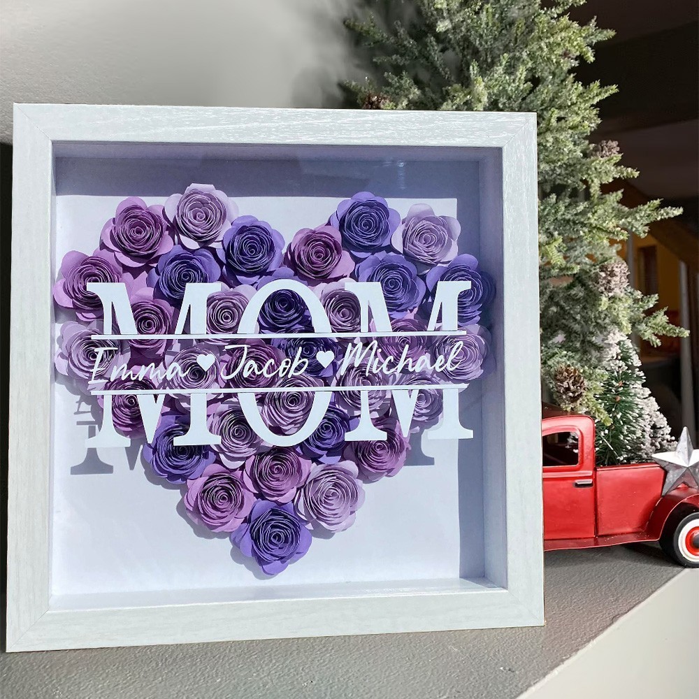 Personalized Mom Paper Flower Shadow Box