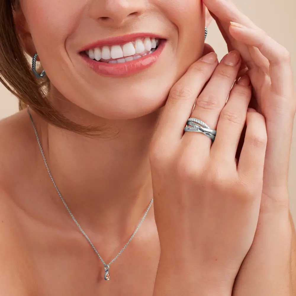 Personalized Name Corda Interlocking Ring Mother's Day Gift