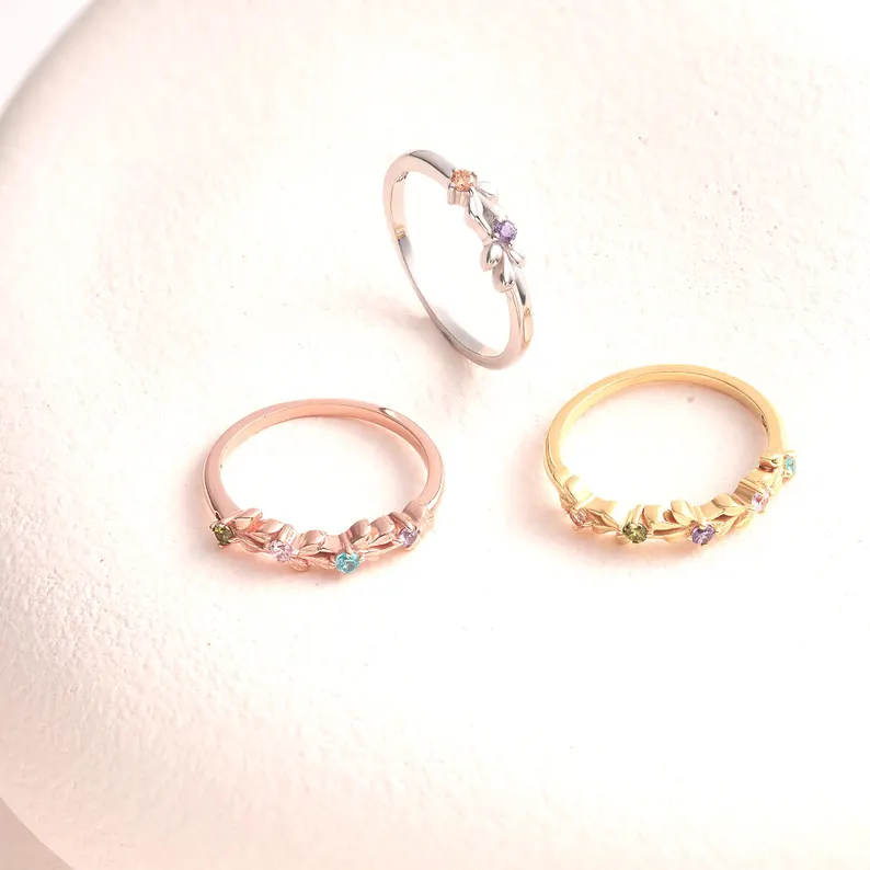 Personalized Rings With Birthstone Best Gift For Mother's Day