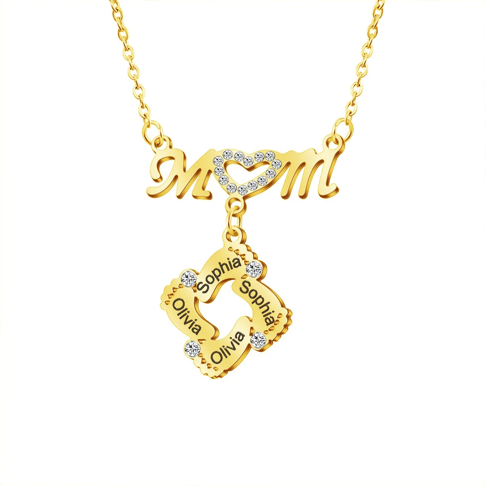 Personalized Baby Feet Pendants Mom Name Necklace Mother's Day Gift Ideas Unique Gift For Mom Grandma