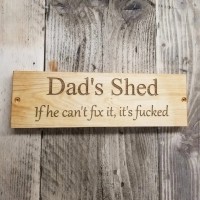 Personalized Dad's Shed Engraved Solid Wood Sign Father's Day Gift