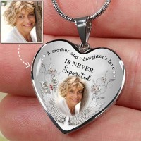 A Mother & Daughter's Love Is Never Separated Personalized Heart Pendant Memorial Necklaces With Photo Keepsake Gift