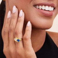 Personalized Heart Birthstone Ring With Name Gift For Mother's Day
