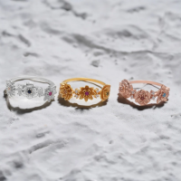Personalized Combined Birth Flower Ring  Best Gift For Mother's Day