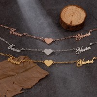 Personalized Names Necklace With Heart Charm Mother's Day Gift Ideas Birthday Gift For Her