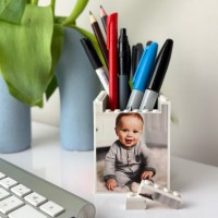Personalized Photo Engraved Building Blocks Pencil Case Ornament Father's Day Gift