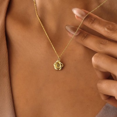 Birth Flower With Birth Stone Jewelry Necklace For Mother's Day
