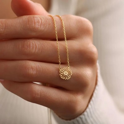 Personalized Dainty Birth Flower Necklace For Mother's Day