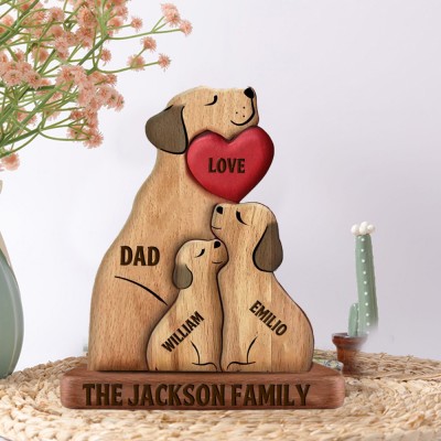 Custom Wooden Dogs Family Member Names Puzzle Sign Mother's Day Gift Ideas