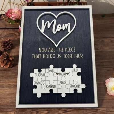 Custom Mom Puzzle Sign with Names Piece That Hold Us Together Mother's Day Gift Ideas