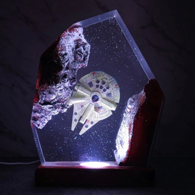Space Galaxy Resin and Wood Night Light Interstellar Epoxy Lamp