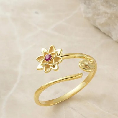 Personalized Rings With Birthstone And Birth Flower Unique Gift For Mother's Day