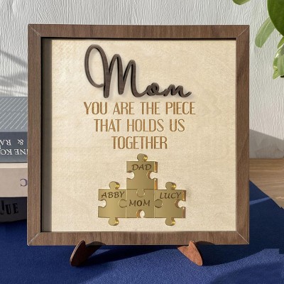 Personalized Mom Puzzle Sign with Names Piece That Holds Us Together Keepsake Gifts for Mom Mother's Day Gift Ideas