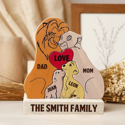 Personalized Wooden Lions Family Puzzle with Engraved Names Keepsake Gifts for Family Christmas Gift for Mom Dad