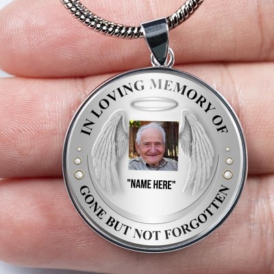 In Loving Memory of Gone But Not Forgotten Personalized Memorial Photo Necklaces Remembrance Bereavement Gift