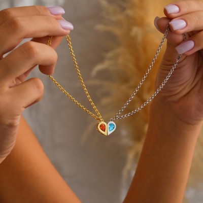 Personalized Couple Matching Magnetic Heart Bracelet Set Anniversary Gift for Her Valentine's Day Gifts for Couples
