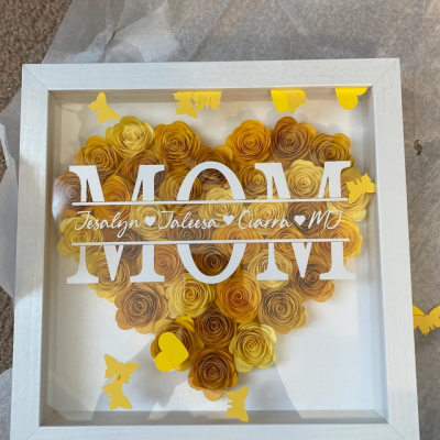 Personalized Mom Paper Flower Shadow Box