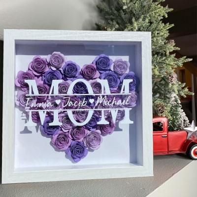 Personalized Mom Paper Flower Shadow Box