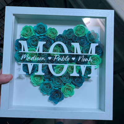 Personalized Mom Paper Flower Shadow Box