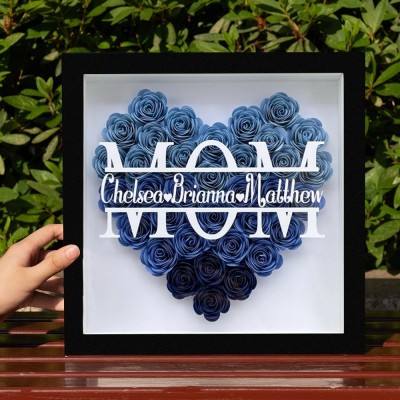 Personalized Mom Flower Shadow Box with Kids Names