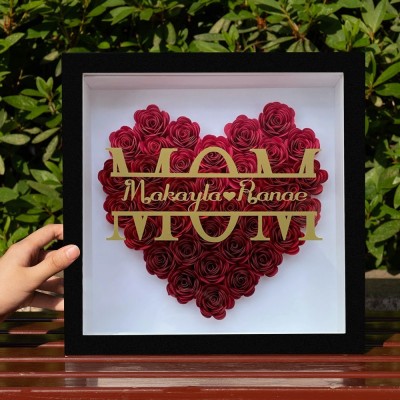 Personalized Mom Flower Shadow Box with Kids Names