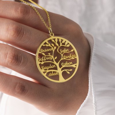 Personalized Family Tree Names Necklace Birthday Gift Unique Family Gift For Mom Grandma