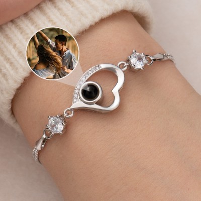 Personalized Heart Photo Projection Bracelet for Women Mother's Day Gifts