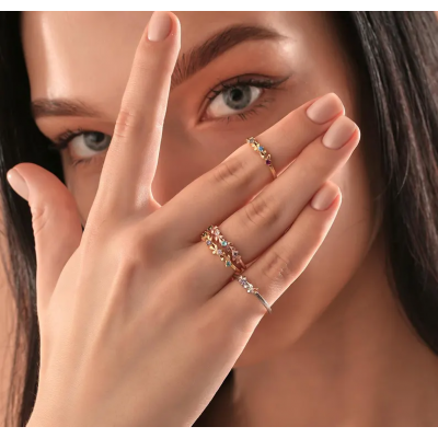 Personalized Rings With Birthstone Best Gift For Mother's Day