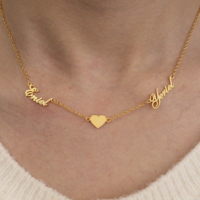 Personalized Names Necklace With Heart Charm Mother's Day Gift Ideas Birthday Gift For Her