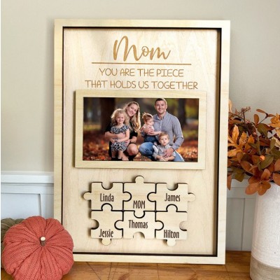 Personalized Family Photo Wooden Puzzle Frame for Mom