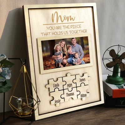 Personalized Family Photo Wooden Puzzle Frame for Mom