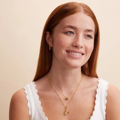 Personalized Birthday Stone Initial Necklace Mother's Day Gift