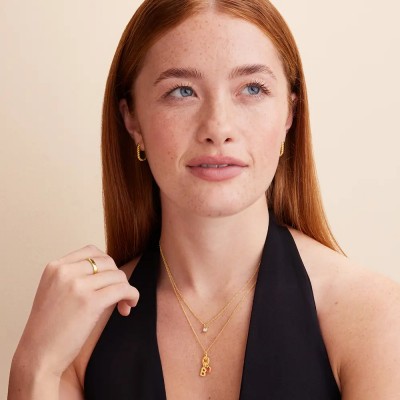 Personalized Birthday Stone Initial Necklace Mother's Day Gift