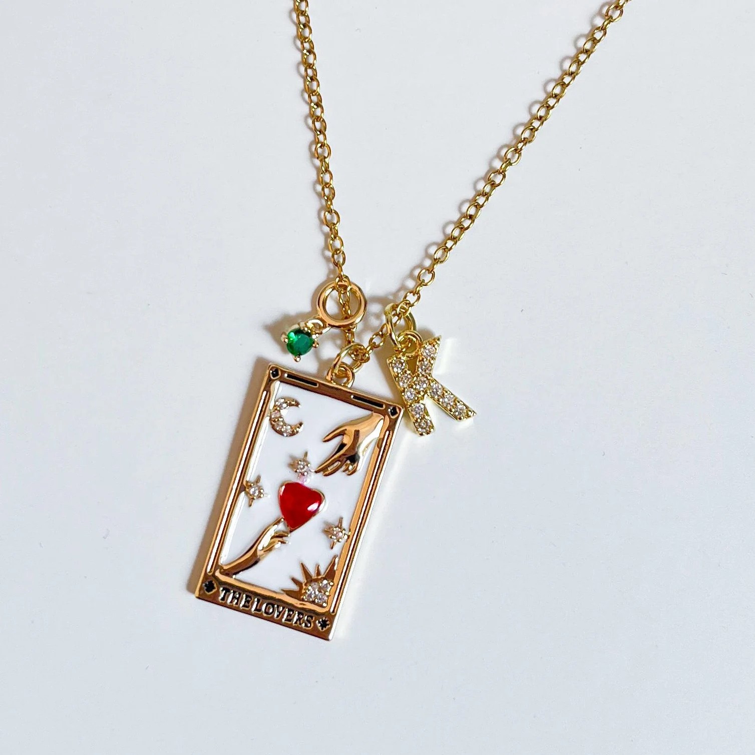 Personalized Tarot  Card Pendant Jewelry With Birthstone Charm Gift for Her
