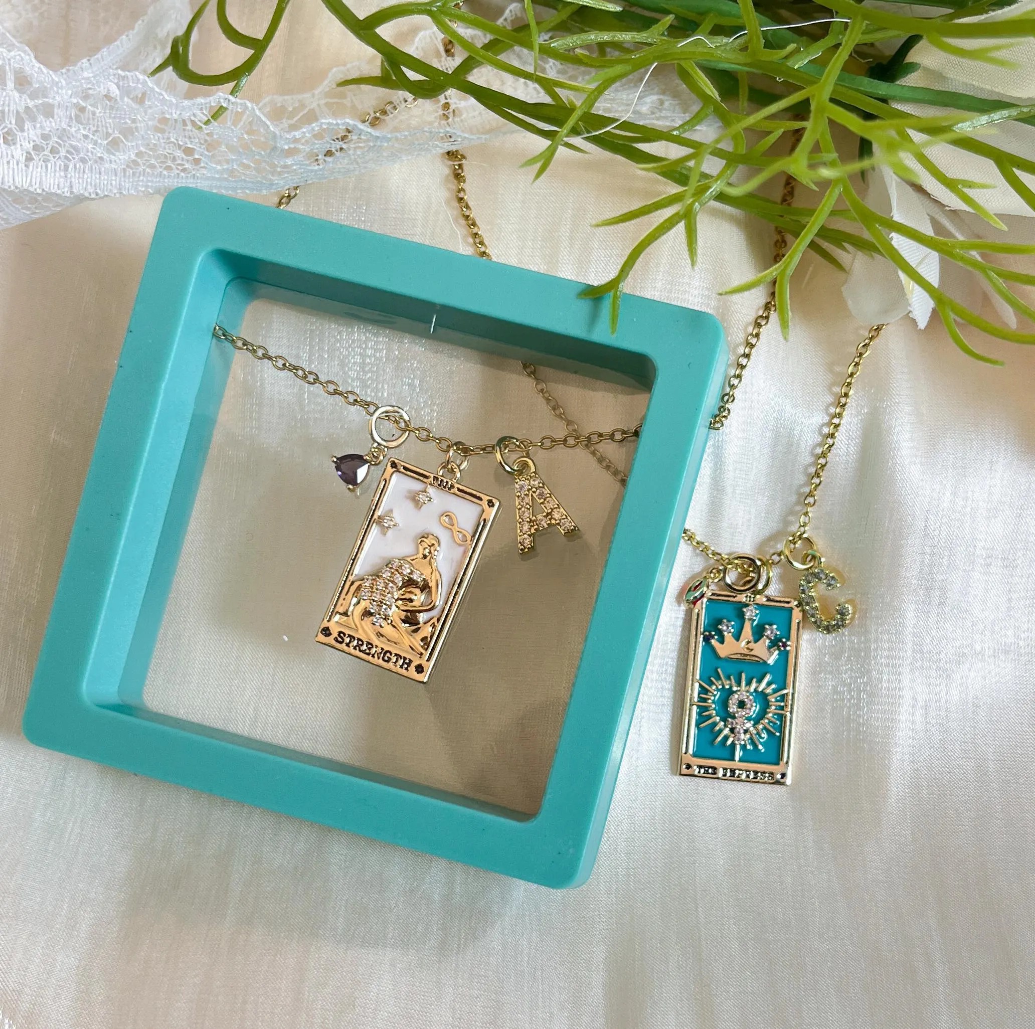Personalized Tarot  Card Pendant Jewelry With Birthstone Charm Gift for Her