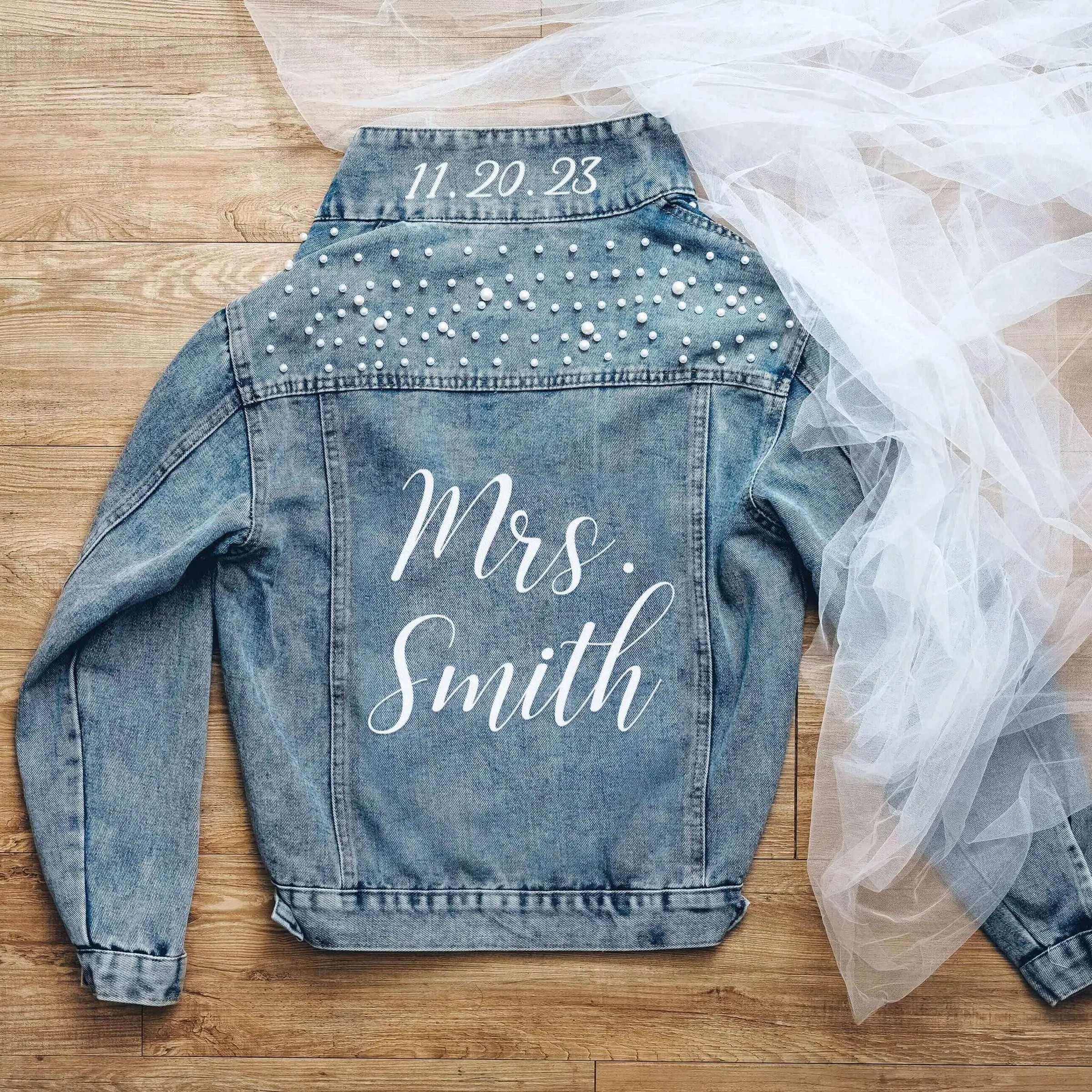 Personalized Embroidered Bride Denim Jacket Wedding Gift For Bride