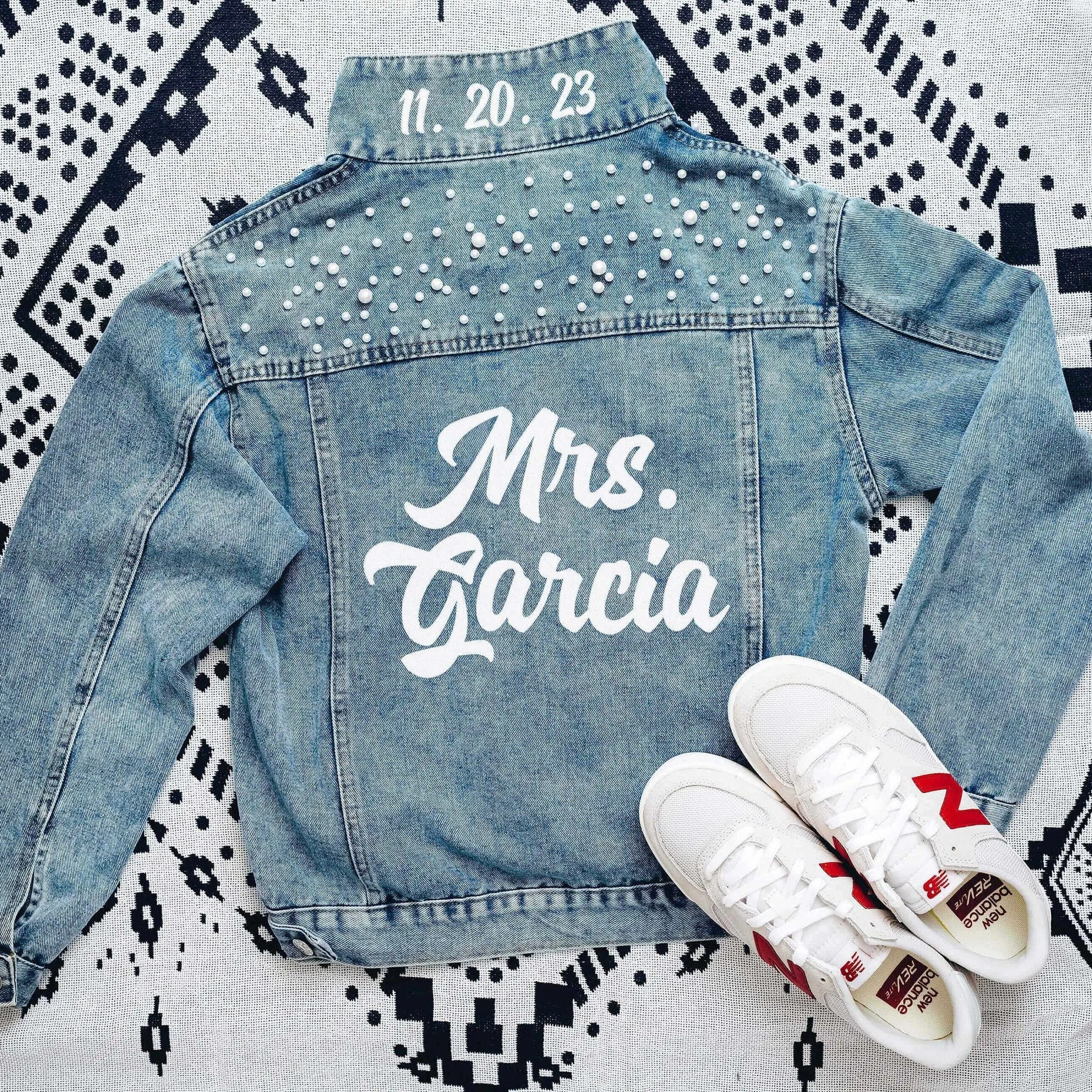 Personalized Embroidered Bride Denim Jacket Wedding Gift For Bride