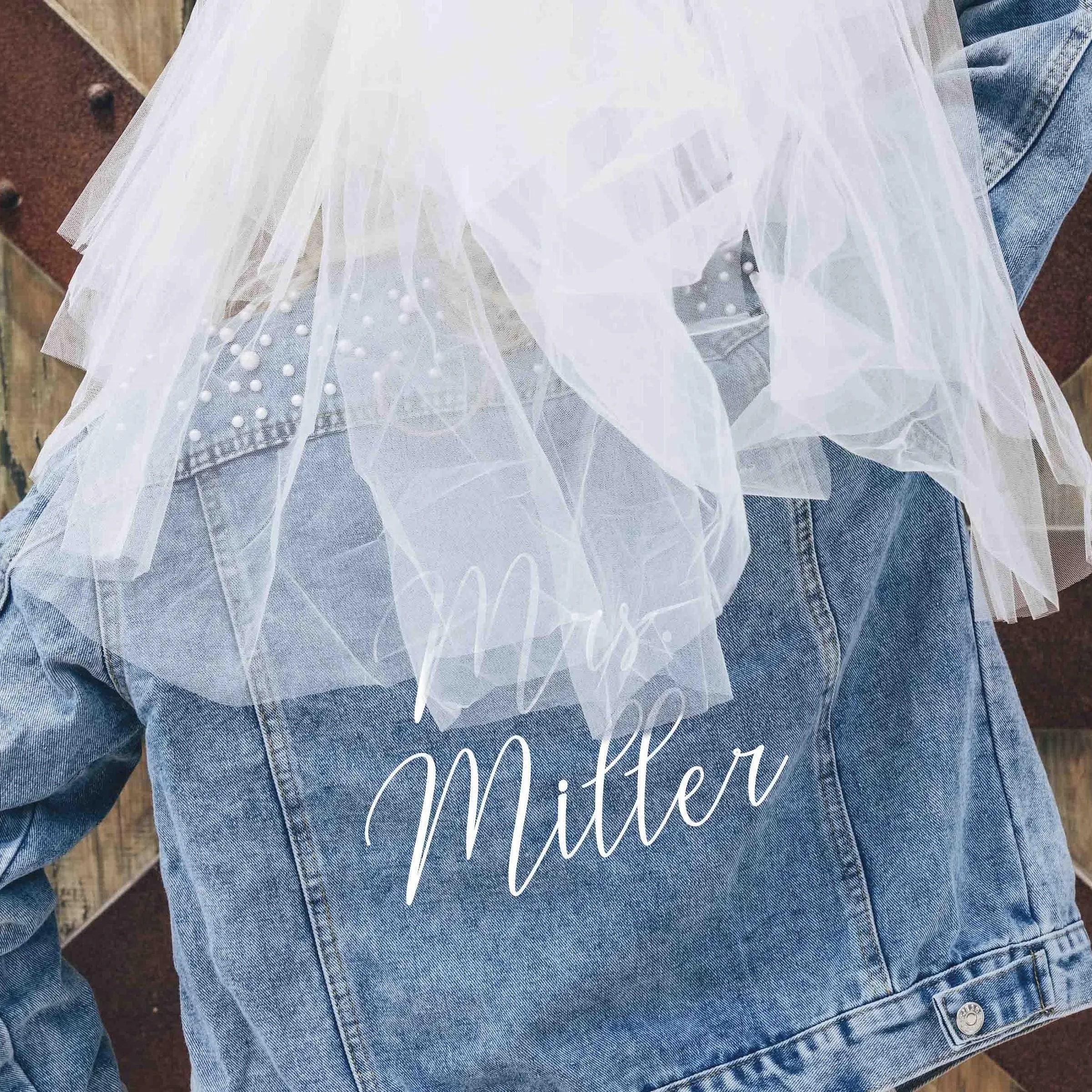 Personalized Embroidered Bride Denim Jacket Wedding Gift For Bride