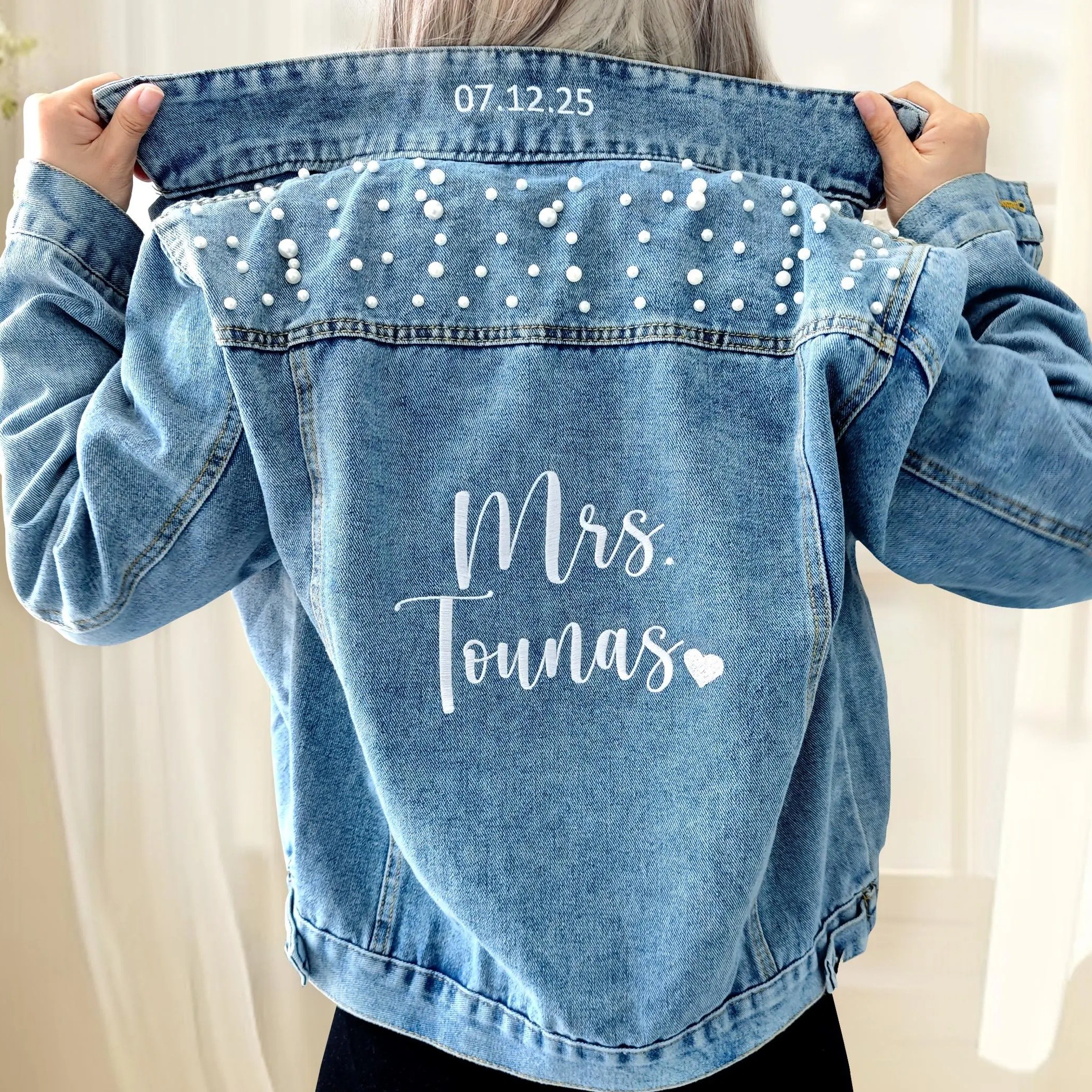 Personalized Embroidered Bride Denim Jacket Wedding Gift For Bride