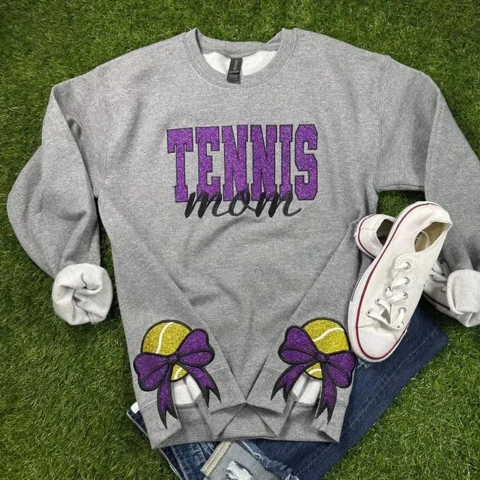 Customized Bow Sport Mom Glitter Sweatshirt Gifts For Sports Lovers