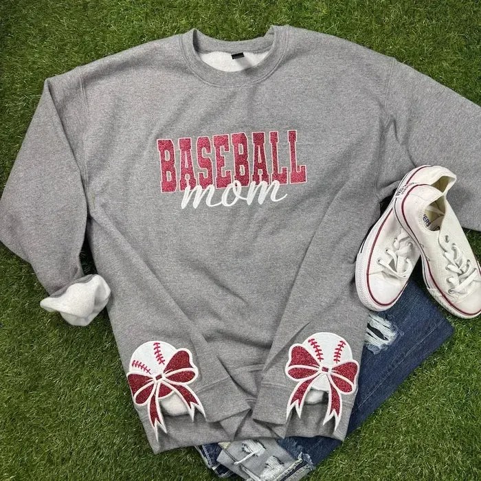 Customized Bow Sport Mom Glitter Sweatshirt Gifts For Sports Lovers