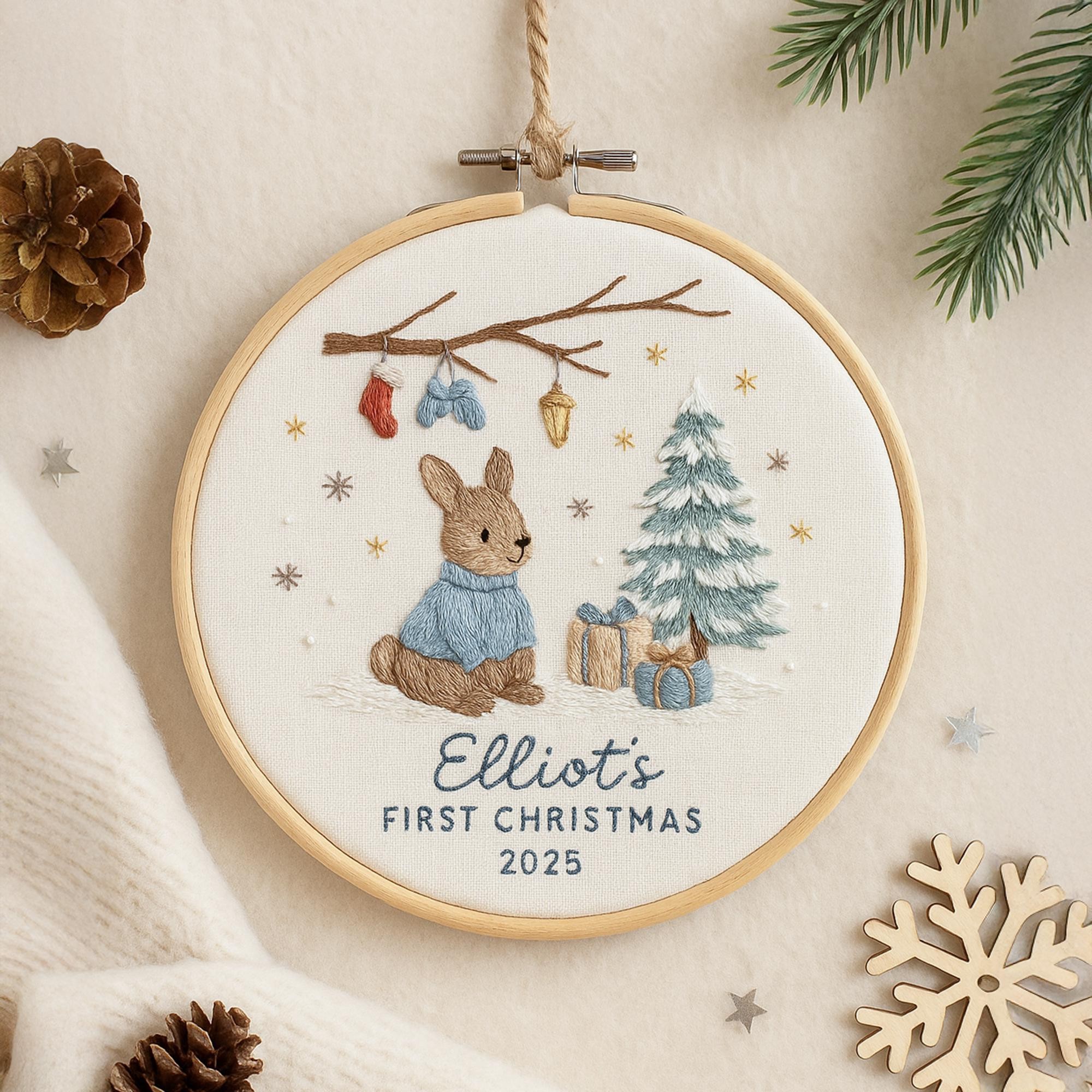 Personalized Embroidered Ornament Baby’s First Christmas Tree Decoration