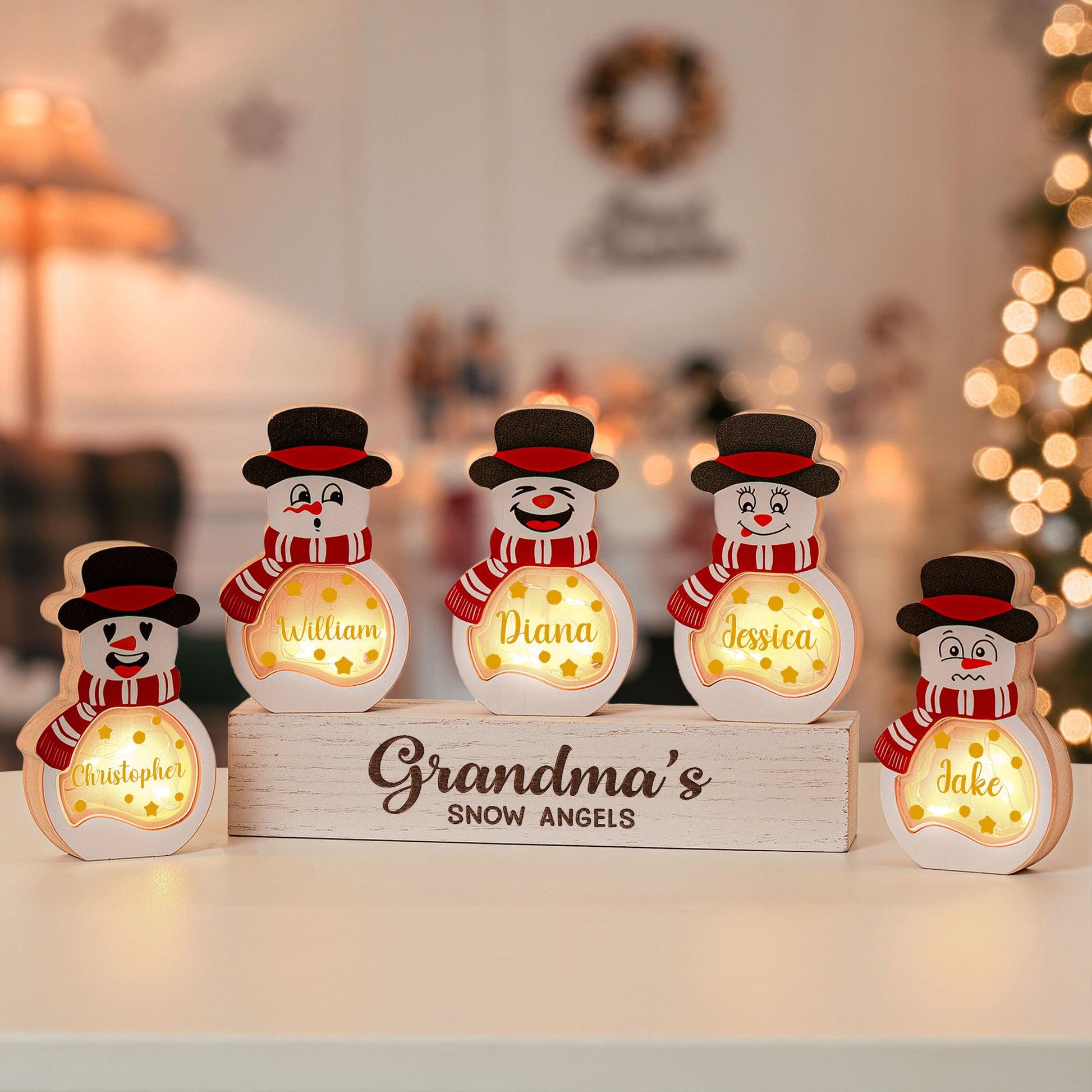 Personalized Lighted Wooden Snowman With Name Block Sign Best Christmas Gift
