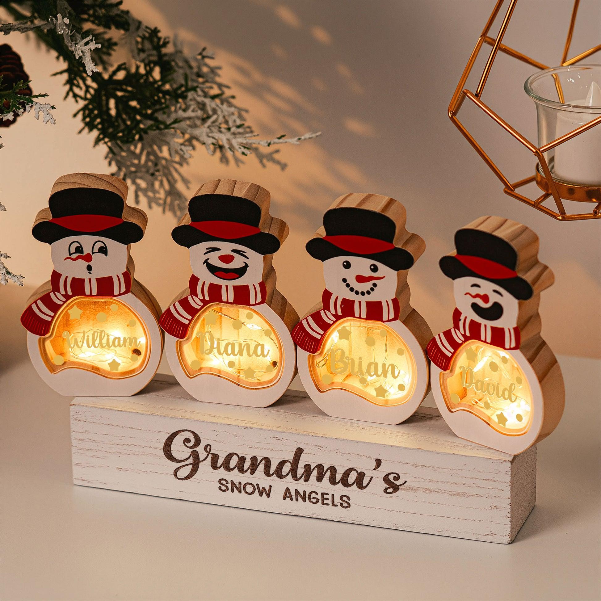 Personalized Lighted Wooden Snowman With Name Block Sign Best Christmas Gift