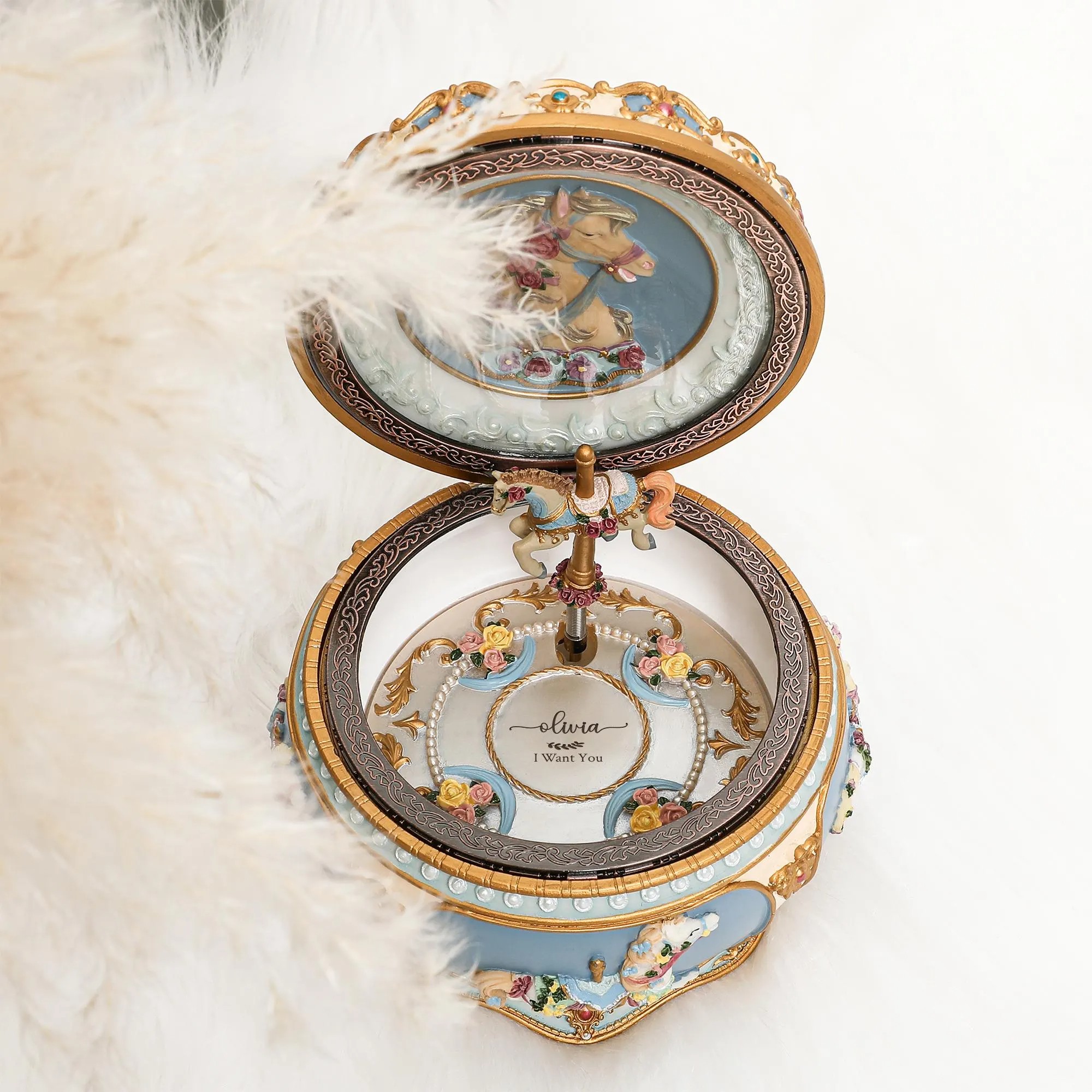 Personalized Carousel And Ballerina Music Box Engraved Name Christmas Gifts