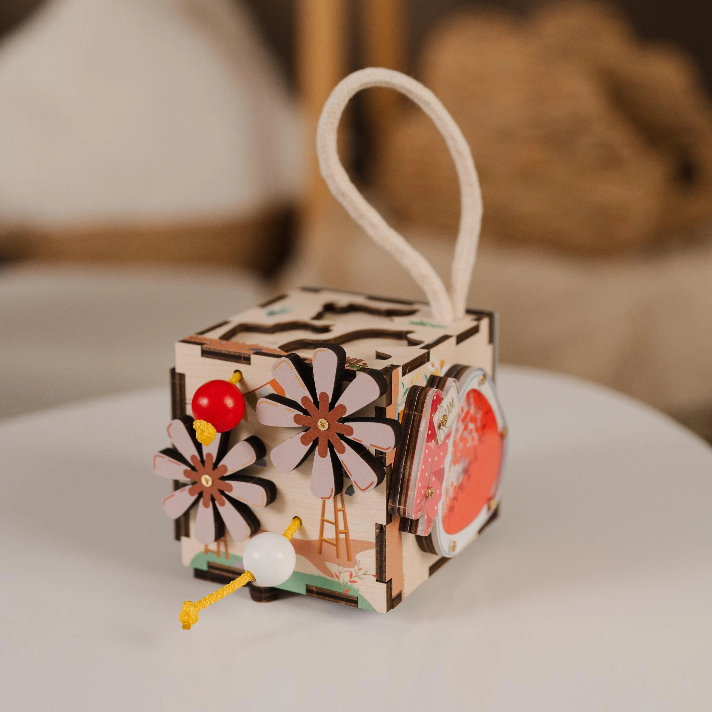 Handmade Wooden Busy Cube Educational Toys Suitable For Babies