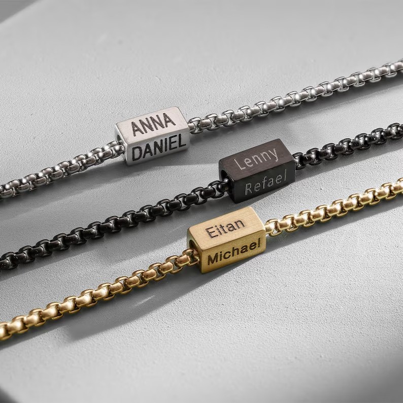 Custom Dad Bracelet With Kids Name Best Gift For Father's Day